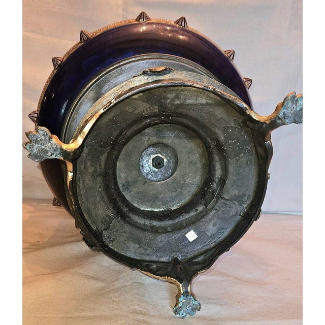 Large Barbotine and Bronze Cache Pot For Sale - Image 5 of 11