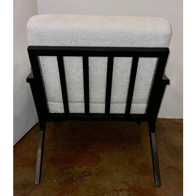 2020s Mid-Century Modern Style White Boucle Lounge Chair For Sale - Image 5 of 6