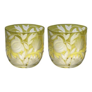 Verdure Whiskey Glasses Olive - a Pair For Sale