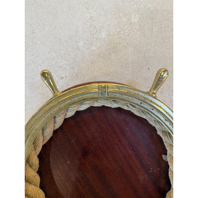 Nautical Ship Wheel Brass and Rope Catchall, 1970s For Sale In Los Angeles - Image 6 of 9