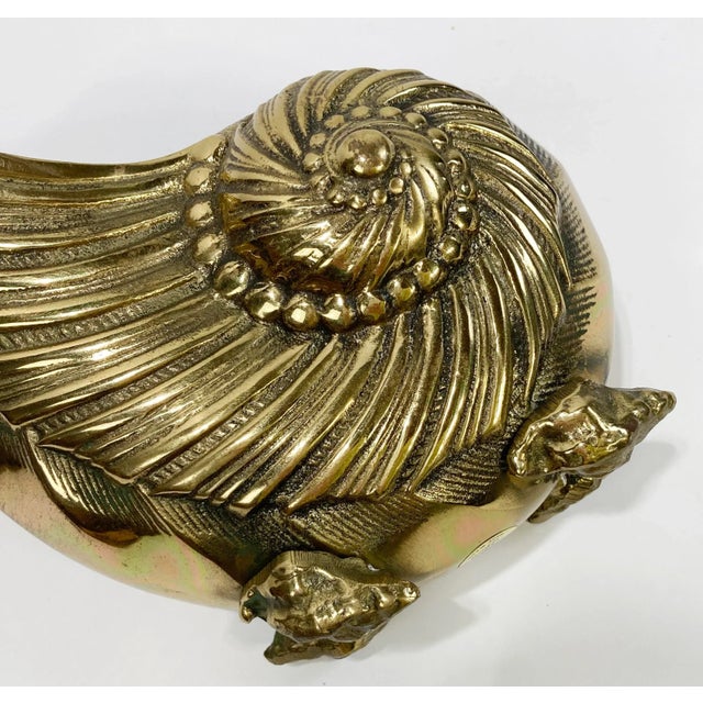 Vintage Brass Nautilus Shell Planter Cachepot For Sale - Image 9 of 9