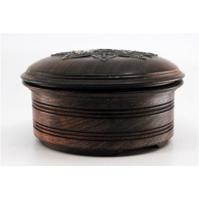 Wooden Jewelry Box with Silver Application on the Flower-Shaped Lid For Sale - Image 9 of 11