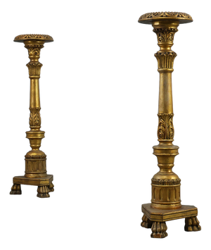 19th Century Giltwood Pedestals with Plaster Decoration, France, Set of 2