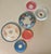 Early 20th Century Limoges Blue, Gold, and Pink Roses Desert Plate and Saucer Wall Plate Curation- Set of 6 For Sale - Image 9 of 10
