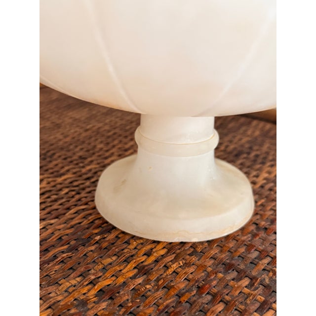 Vintage Marble Pedestal Compote Bowl Scalloped Edge For Sale - Image 9 of 10