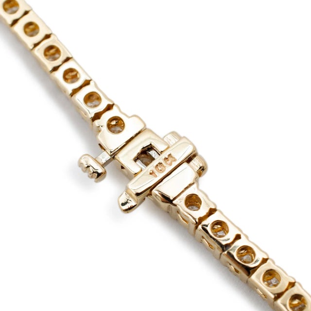 Early 21st Century Ladies 10k Yellow Gold Diamond Tennis Chain Necklace For Sale - Image 5 of 5