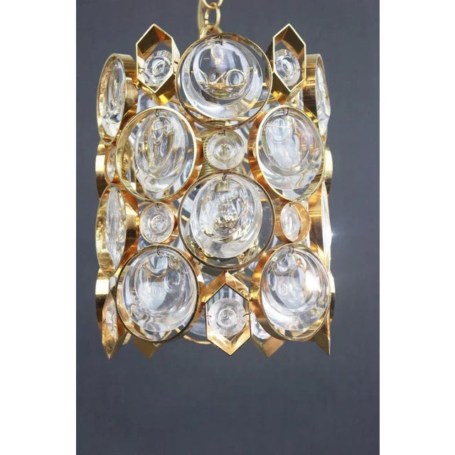Petite German Gilt Brass and Crystal Glass Pendant from Palwa, 1970s For Sale - Image 6 of 7