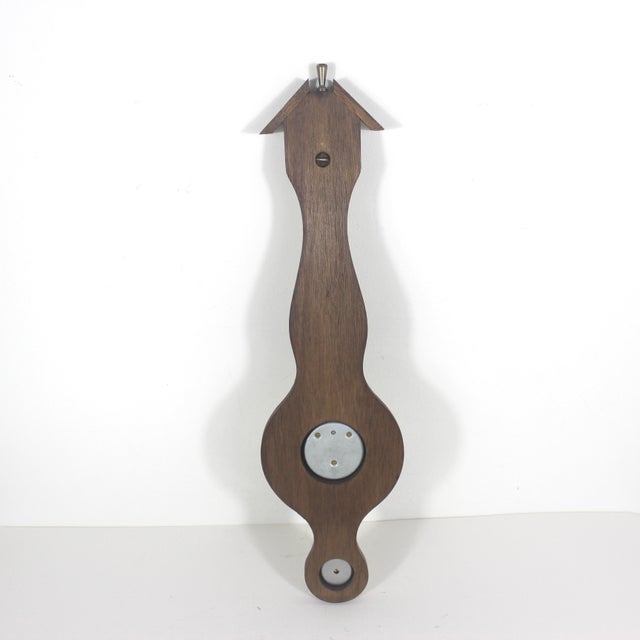 This is a charming and very interesting vintage barometer made in France. It is made of wood, brass, and glass with a loop...