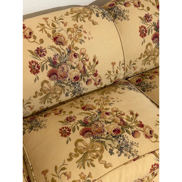 Custom High End 98”L Vintage Down Wrap Fill 3 Loose Seat Cushions Tight Back Hardwood Frame Sofa Reupholstered in Ralph...