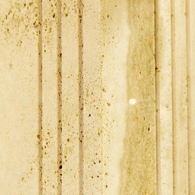 Large Travertine Table Lamp with Lampshade For Sale - Image 4 of 10