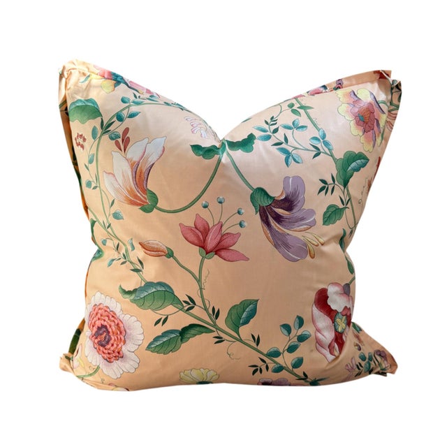 Japanese Umeko Japanaiserie Chintz Down Filled Pillows - A Pair For Sale - Image 3 of 5