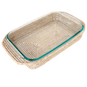Artifacts Rattan Rectangular Pyrex Holder