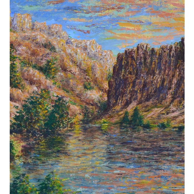 Orange Vintage Utah Desert Range Landscape Painting, Oil on Canvas For Sale - Image 8 of 8