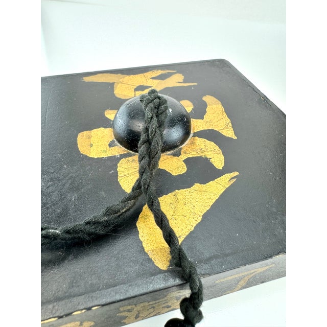 1960s Mid Century Japanese Tassel Wood Box For Sale - Image 9 of 10