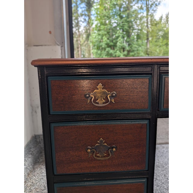 Vintage Pedestal Horseshoe Desk Botanical Collection For Sale - Image 18 of 18