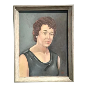 Vintage Boho Original Oil Portrait on Canvas