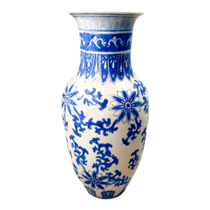 Blue and White Chinoiserie Porcelain Vase