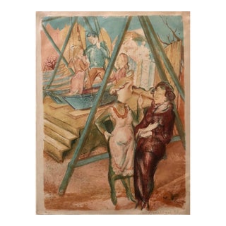 Vojtech TittelbachCzech Park Scene, Swing Set Weimar Era 1923 Lithograph, 1923 For Sale