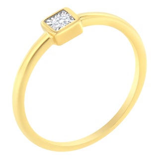 14K Yellow Gold Plated .925 Sterling Silver 1/20 cttw Miracle Set Diamond Promise Ring (J-K Color, I1-I2 Clarity) - Size 7 For Sale