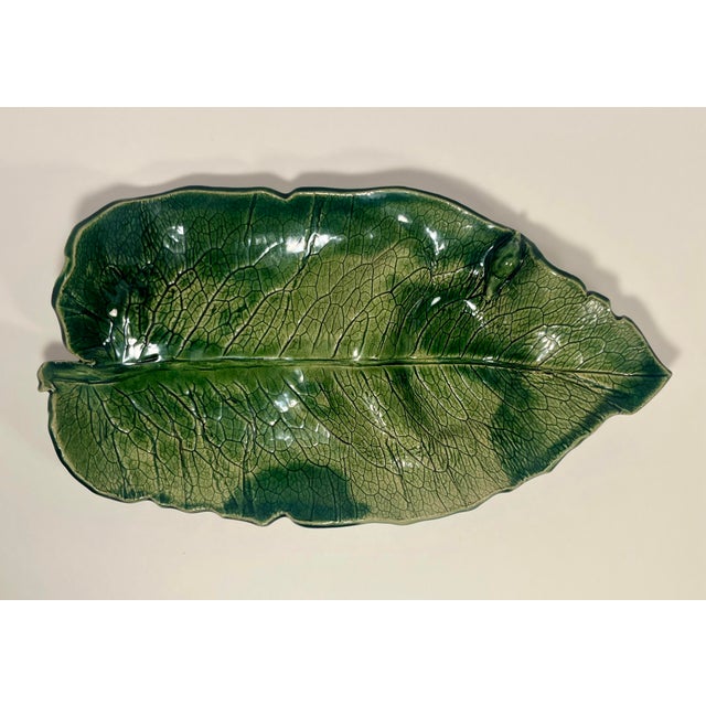 2007 Sabrina Gribneau Nedell Green Leaf Snail Ceramic Platter Studio Art Pottery For Sale - Image 4 of 9