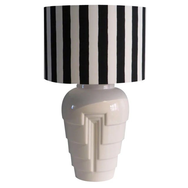 Vintage White Ceramic Table Lamp, 1980s For Sale