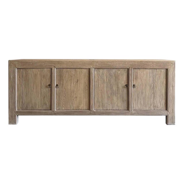 Reclaimed Elm Wood 4 Door Cabinet or Sideboard For Sale