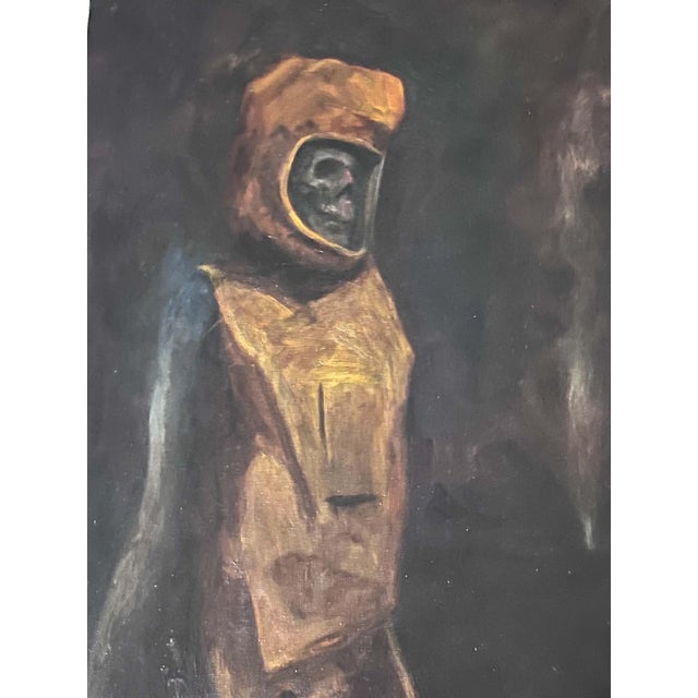 Black Walt Morton “Zombie Painting” 1995 Oil Study, Surreal, Dead Astronaut, 24x36 For Sale - Image 8 of 15