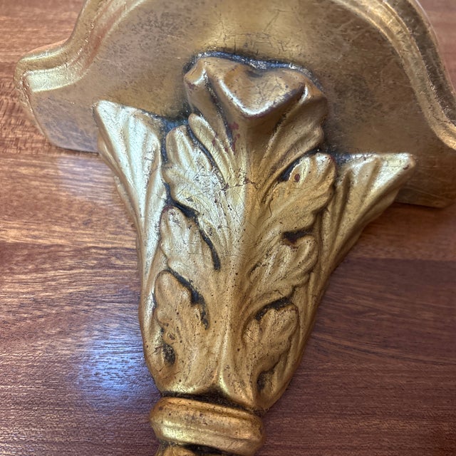 Wood A Pair of Gold Gilded Wall Mounted Shelves For Sale - Image 7 of 11