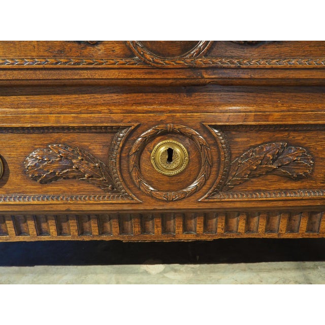 18th Century Carved French Oak and Marble Louis XVI Commode For Sale - Image 11 of 18