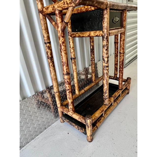 Antique Late 1800s English Scorched Bamboo Chinoiserie Hall Tree For Sale - Image 15 of 18