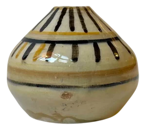 Swedish Modern Hand-Glazed Ceramic Vase in Yellow and Black, 1944