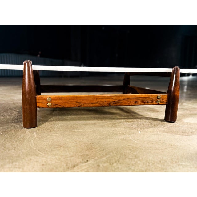Mid-Century Modern Architectural Brazilian Modern Coffee Table in Rosewood and Marble, Cimo, 1950s For Sale - Image 3 of 13