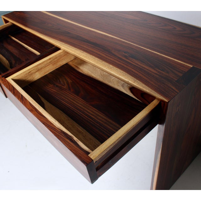 Modern Parsons Style Cocobolo Desk, Handcrafted, 1980s For Sale - Image 12 of 17