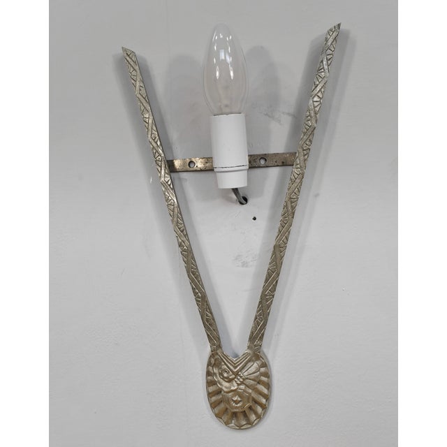 French Art Deco Ejg Floral Slip Shades Wall Sconces 1930s - A Pair For Sale - Image 10 of 12