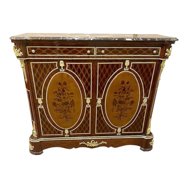 French Louis XVI Style Commode Marble Topped For Sale