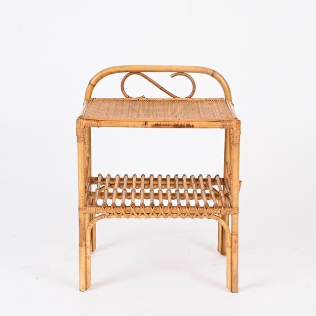 Wood French Riviera Nightstands in Bamboo and Rattan by Franco Albini, 1960s, Set of 2 For Sale - Image 7 of 17