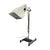 A distinctive vintage adjustable task lamp featuring a sharply angular metal shade mounted on a height-adjustable chrome...