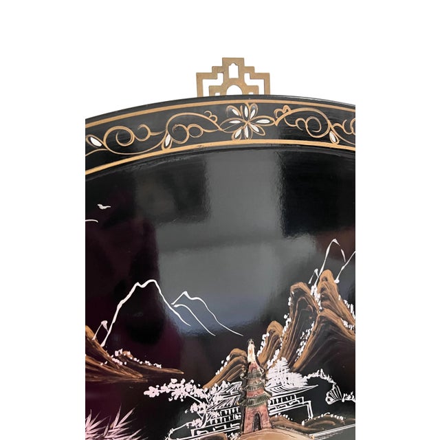 Black Late 20th Century Black Lacquered Mixed Media Wall Hanging For Sale - Image 8 of 11