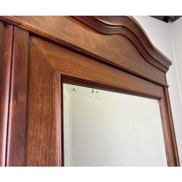 Wood Antique French Style Carved Walnut Wardrobe with Mirror For Sale - Image 7 of 16
