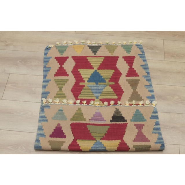 Red 1980s Scandinavian Blue Small Kilim For Sale - Image 8 of 9