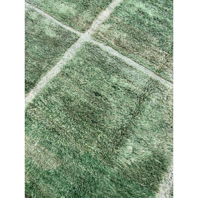Green Moroccan Wool Rug For Sale - Image 6 of 7