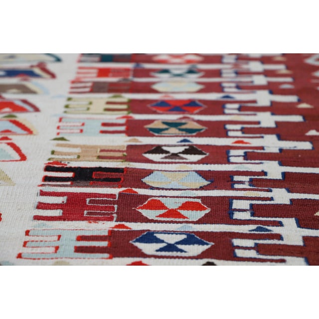 1980s Rustic Burgundy Oushak Kilim Rug For Sale In Sacramento - Image 6 of 11