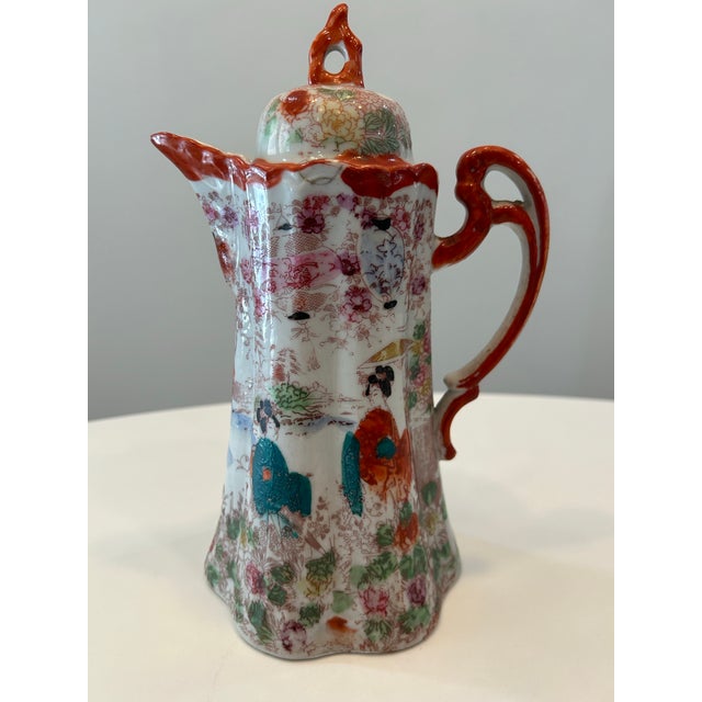 Vintage Japanese Eggshell Porcelain Kutani Geisha Tea Set- 26 Pieces For Sale - Image 4 of 12