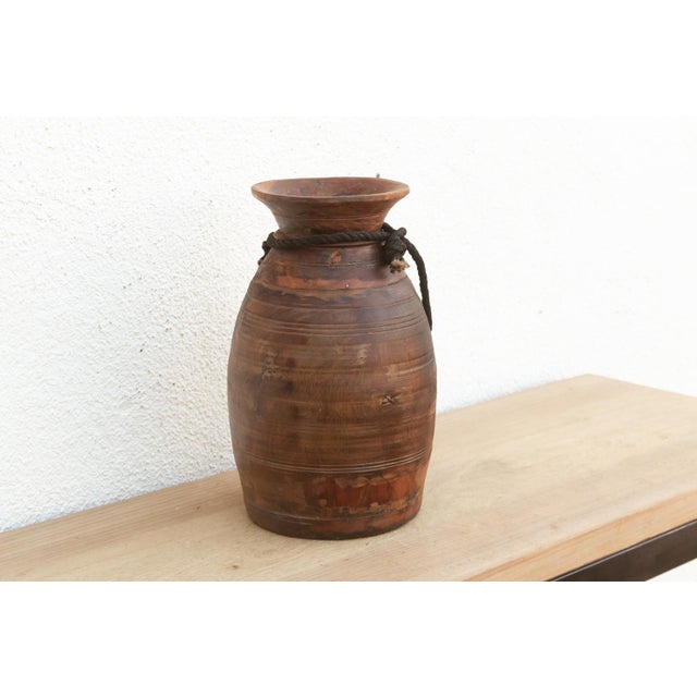 Modern Antique Dark Wood Ghee Pot For Sale - Image 3 of 6