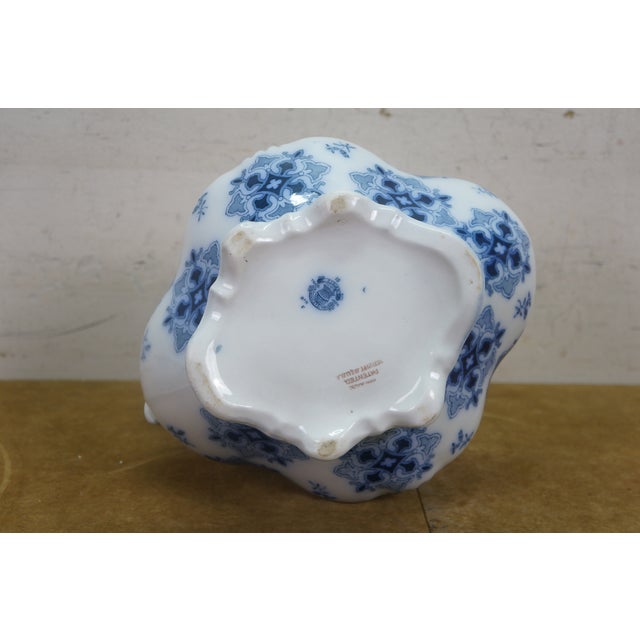 Antique w.h. Grindley Flow Blue Pitcher 1897 English Ironstone Water Jug For Sale - Image 12 of 13