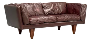 Illum Wikkelsø, Settee, Brown Leather, Rosewood, Denmark, 1960s