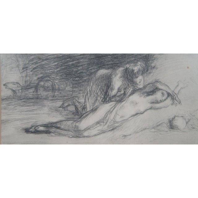 Antique 19th Century French Jean Francois Millet Femme à Moitié Nue Nude Etching 16" For Sale - Image 4 of 11