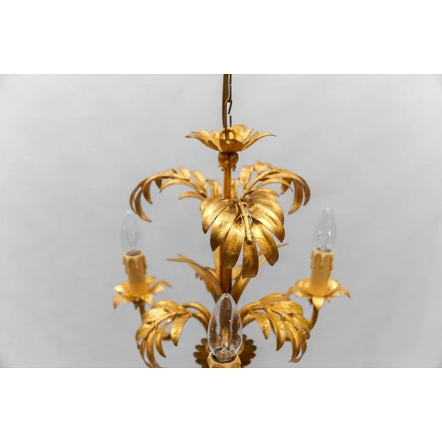 Metal Hollywood Regency Palm Ceiling Lamp by Hans Kögl, Germany, 1970s For Sale - Image 7 of 8