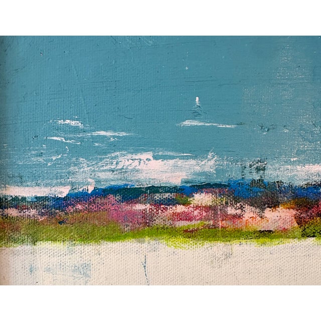 Acrylic on canvas, mounted to 6 x 6 cradled wood panel, framed in a duo style white wooden frame, 13 x 13 x 1.5. (see also...