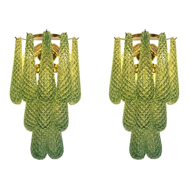 Glass Graniglia Green Conchiglie Murano Glass Gold Wall Sconce by Simoeng For Sale - Image 7 of 13